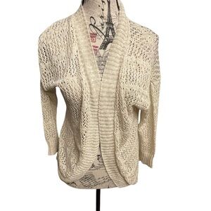 Pink Rose Cream Knit Cardigan